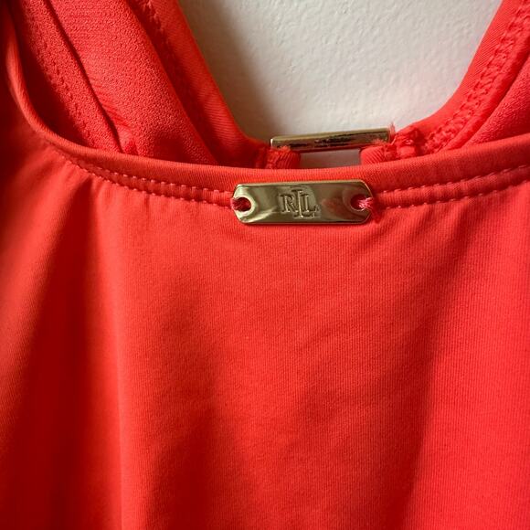 Lauren Ralph Lauren Ring Over the Shoulder One Piece Swimsuit Orange Size 8 NWT - Picture 5 of 5